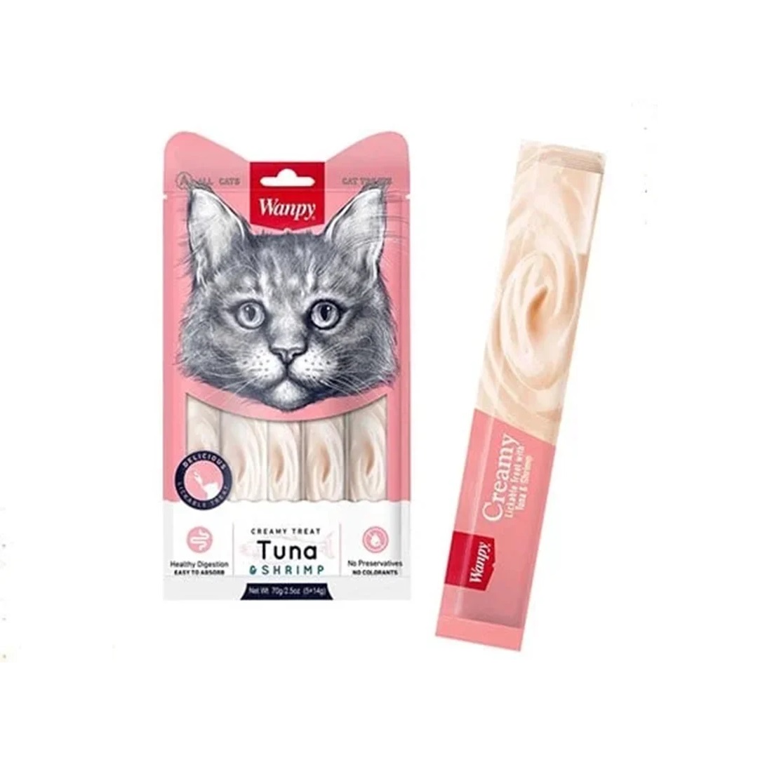 wanpy-creamy-wanpy-tuna-shrimp-cat-treats بستنی گربه ونپی با طعم تن ماهی و میگو مدل Creamy Treat