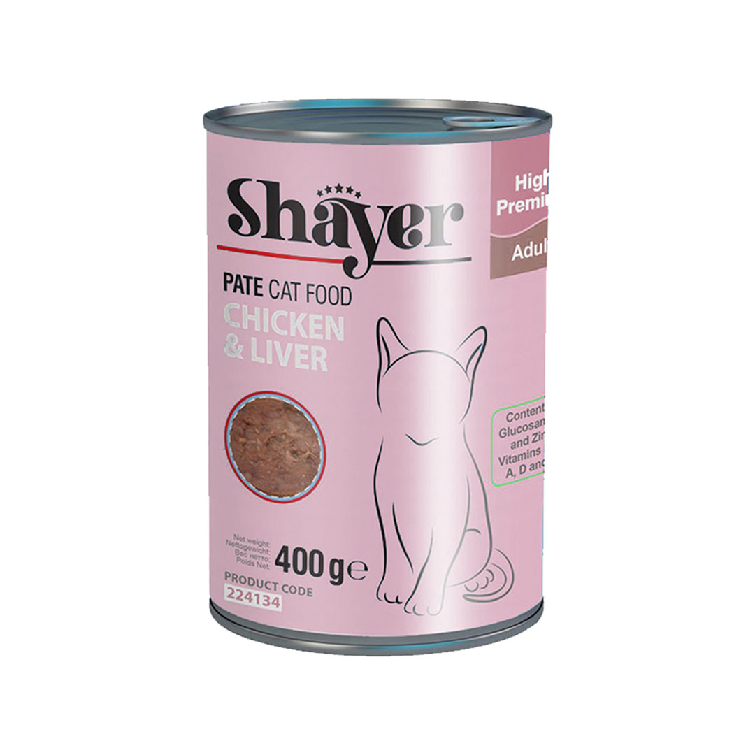 879722 کنسرو گربه با طعم مرغ و جگر 400 گرمی Shayer
