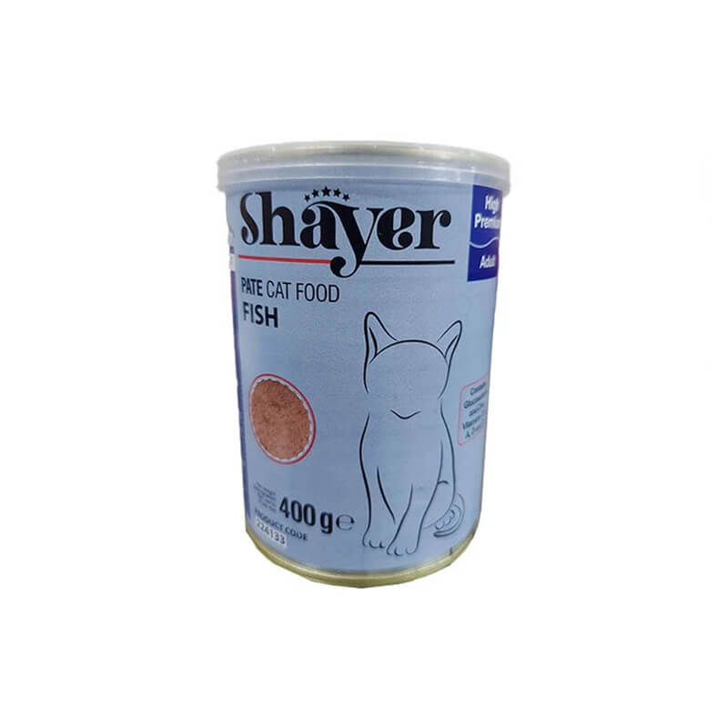 Shayer-04-01 کنسرو گربه با طعم ماهي4۰۰ گرمي Shayer