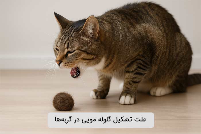 علت تشکیل گلوله مویی در گربه‌ها