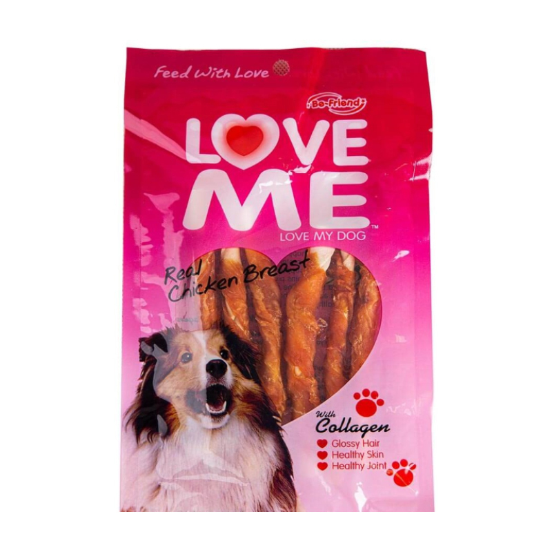 love-me-dog-treat-chicken-wrapped-bone-60-g تشویقی سگ 60 گرمی طعم سینه مرغ Love Me