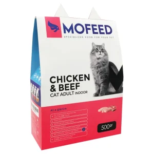 غذای خشک گربه با طعم گوشت گاو و مرغ Mofeed مدل Cat Adult Indoor (500 گرمی)