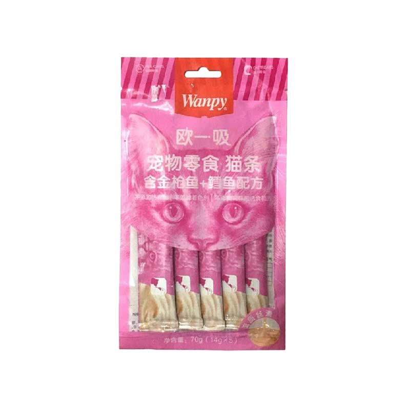 wanpy-creamy-treat-Fish-5pc بستنی گربه با طعم ماهی ۷۰ گرمی Wanpy Fish