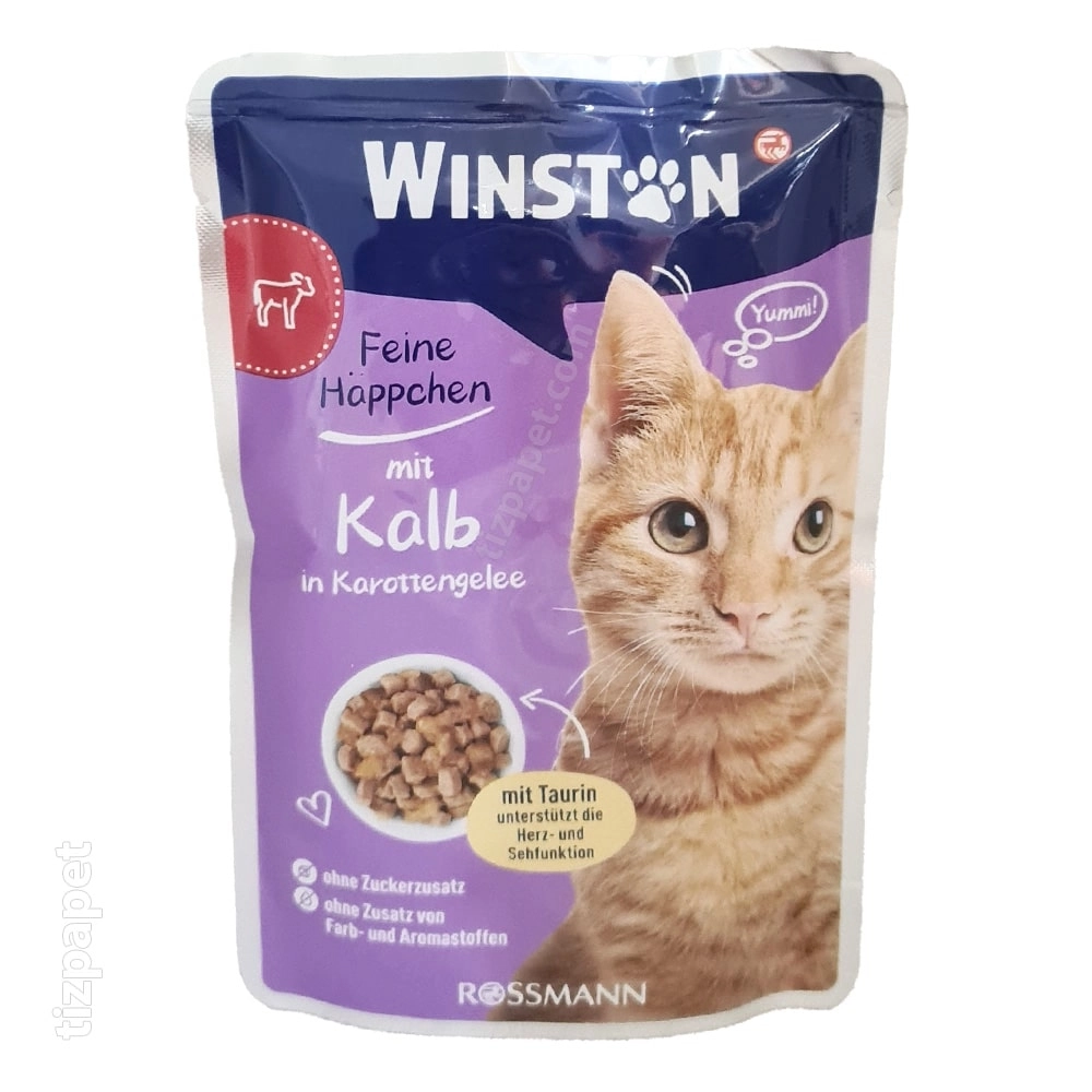 winston-cat-pouch-veal-flavor-mixed-carrot-jelly-100g پوچ گربه با طعم گوساله 100 گرمي Winston