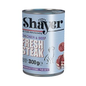 کنسرو سگ استيک مرغ و گوشت 300 گرمی shayer
