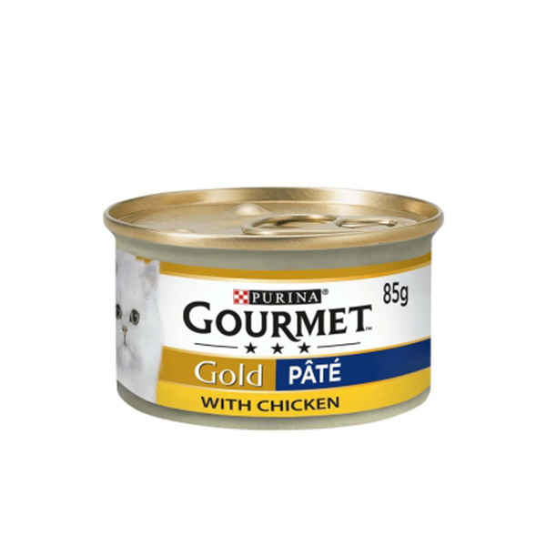 292548337 کنسرو گربه پته با طعم مرغ ترک ۸۵ گرمی Gourmet Gold
