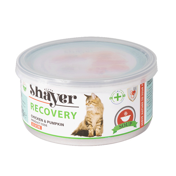 29254866 کنسرو ریکاوری گربه با طعم مرغ و کدو حلوایی شایر