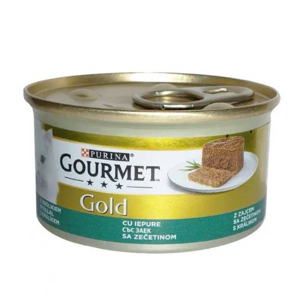 کنسرو گربه پته با طعم خرگوش آلمانی ۸۵ گرمی Gourmet Gold