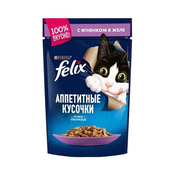 پوچ گربه با طعم گوشت بره در ژله آلمان 85 گرمي Felix پوچ گربه با طعم گوشت بره در ژله آلمان 85 گرمي Felix