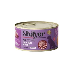 کنسرو سگ ۲۰۰ گرمی با طعم مرغ و گوشت قرمز Shayer