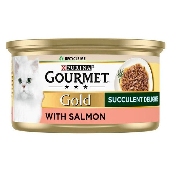 کنسرو گربه با طعم ماهی سالمون آلمانی ۸۵ گرمی Gourmet Gold