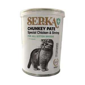 کنسرو بچه گربه با طعم پته چانک مرغ و میگو 400 گرمی Sepka Plus